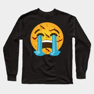 Loudly crying face - Sobbing, sad tears, crying out loud w scars Long Sleeve T-Shirt